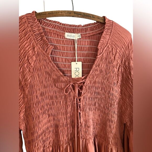 Roolee Dress New with Tags Size XL Renaissance Boho Pockets Ruched - Picture 4 of 10